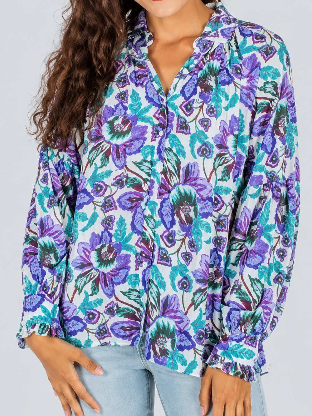 NWT Xirena Hanna Button Down Shirt Lilac Floral, Size M 🌸
